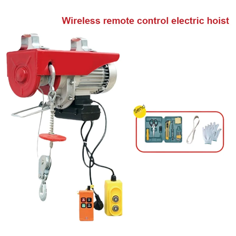 Micro Electric Hoist Wireless Remote Control 220V Small Crane Household Portable Lifting And Feeding Crane