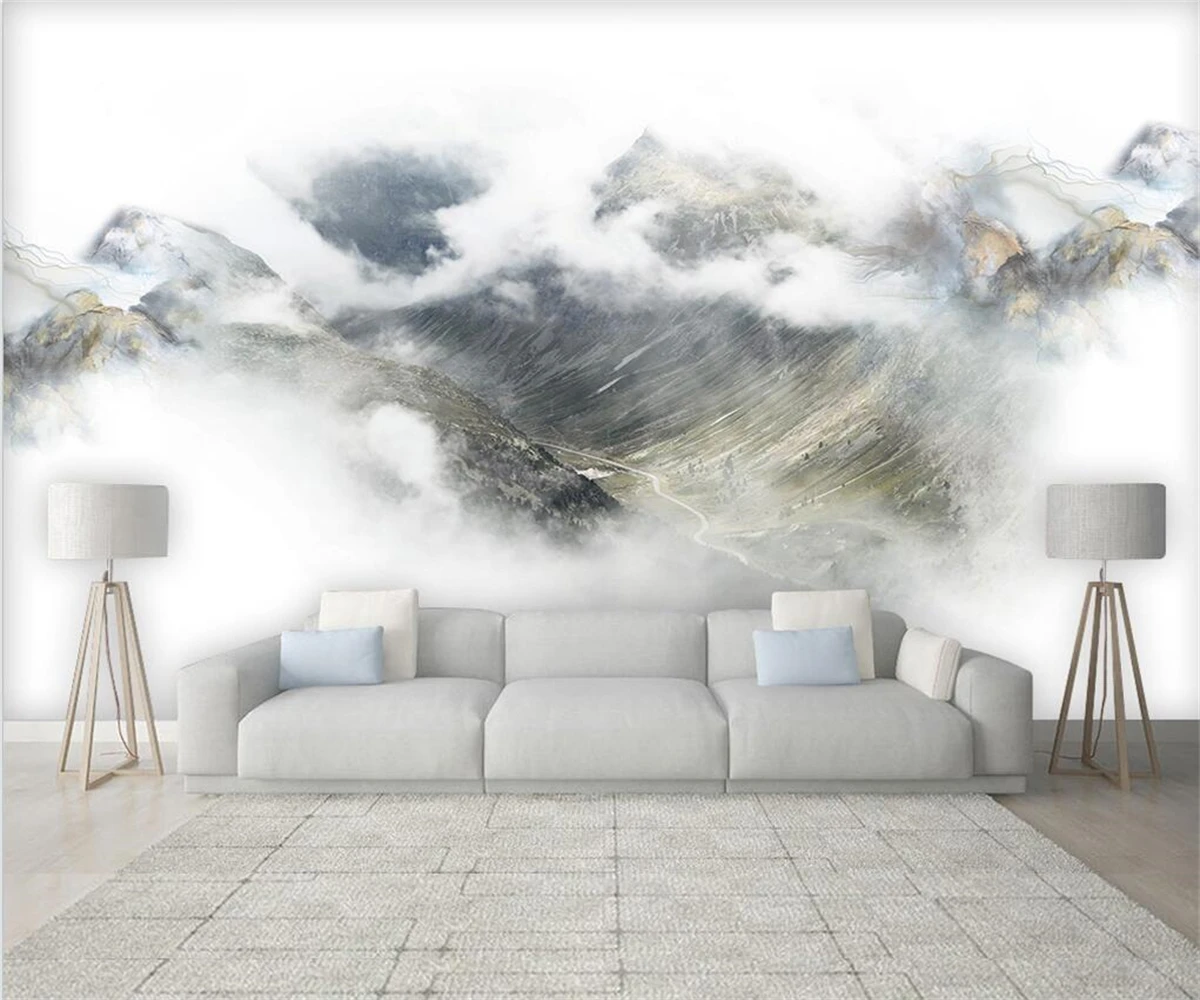 Custom murals modern abstract art wallpaper stereo black and white forest smoke landscape living room home decoration wallpaper