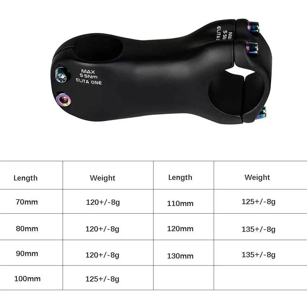 Elitaone Carbon Bicycle Stem 6 Degree 31.8mm MTB Road Bike Handlebar Compatible 70-130mm Length for Enhanced Cycling Experienc