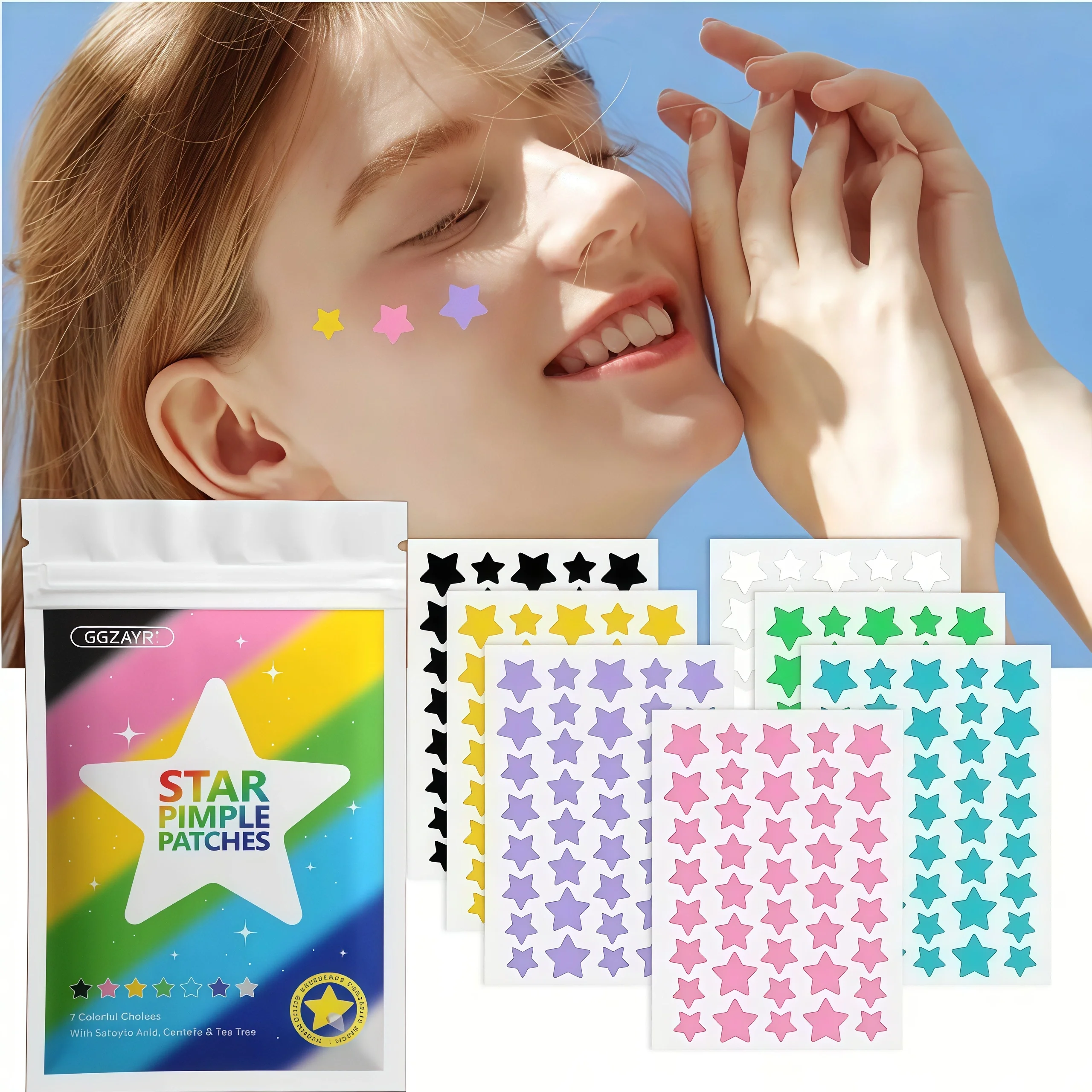 560/840/1680pcs Rainbow Star Acne Patches – Cute Hydrocolloid Dots for Clear Skin, Party & Daily Use image 5
