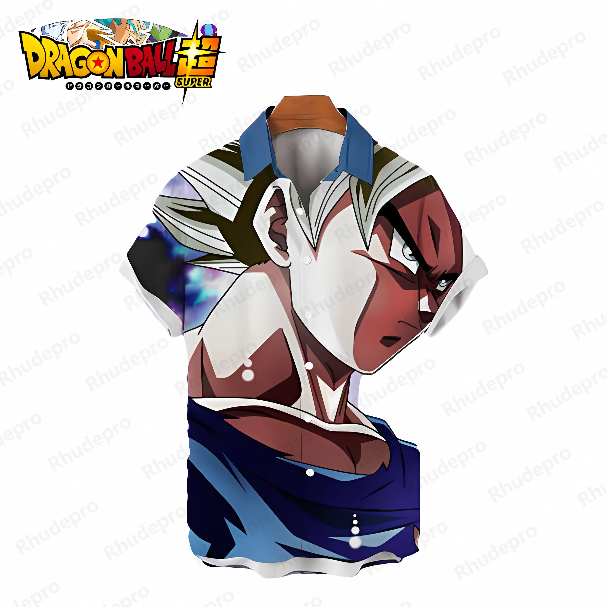 

Men's Shirt Harajuku Clothes Dragon Ball Z Vegeta Summer Super Saiya High Quality Goku Short Sleeve Beach Style Seaside Trip