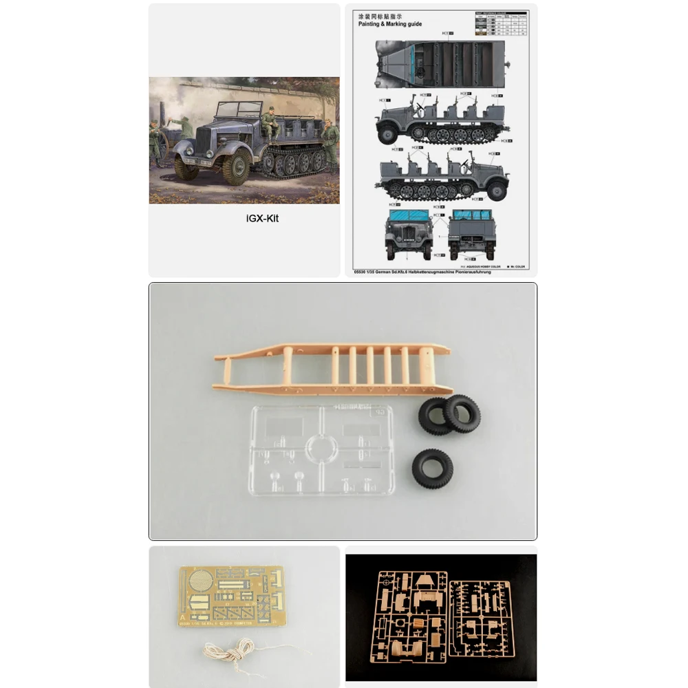 

Trumpeter 05530 Масштабная модель 1/35 Немецкий бронетранспортёр SdKfz6 Type BN9 5T, военный пластиковый конструктор для сборки, подарочный набор