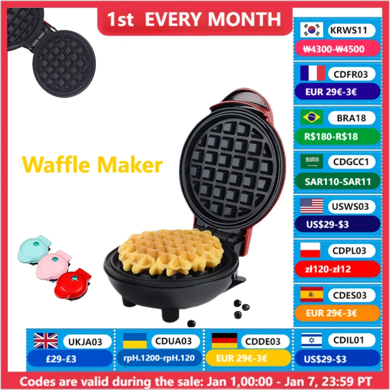 Sandwich Cake Baking Tray, Household Breakfast Electric Baking Pan, Fully Automatic Multifunctional Mini Waffle Biscuit Machine