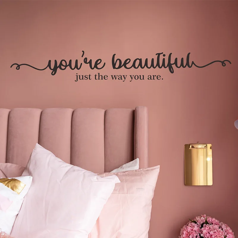 Inspirational English Slogans Wall Stickers Bathroom Living Room Decor Art Wallpaper Home Makeup Mirror Self-adhesive Decals