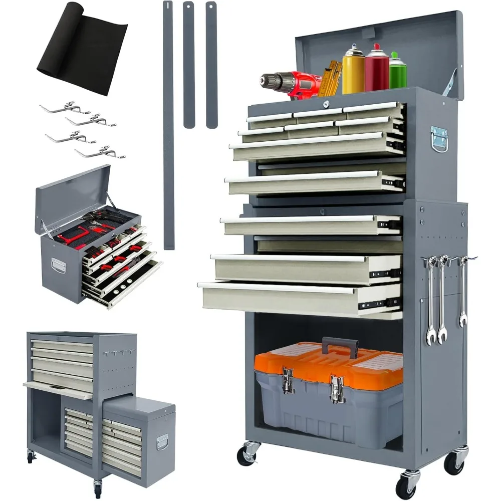 

13-Drawer Tool Chest with Wheels,2 in 1 Detachable Rolling Tool Chests with Drawers,Large Tool Box with Lock,Mobile Steel Tool C