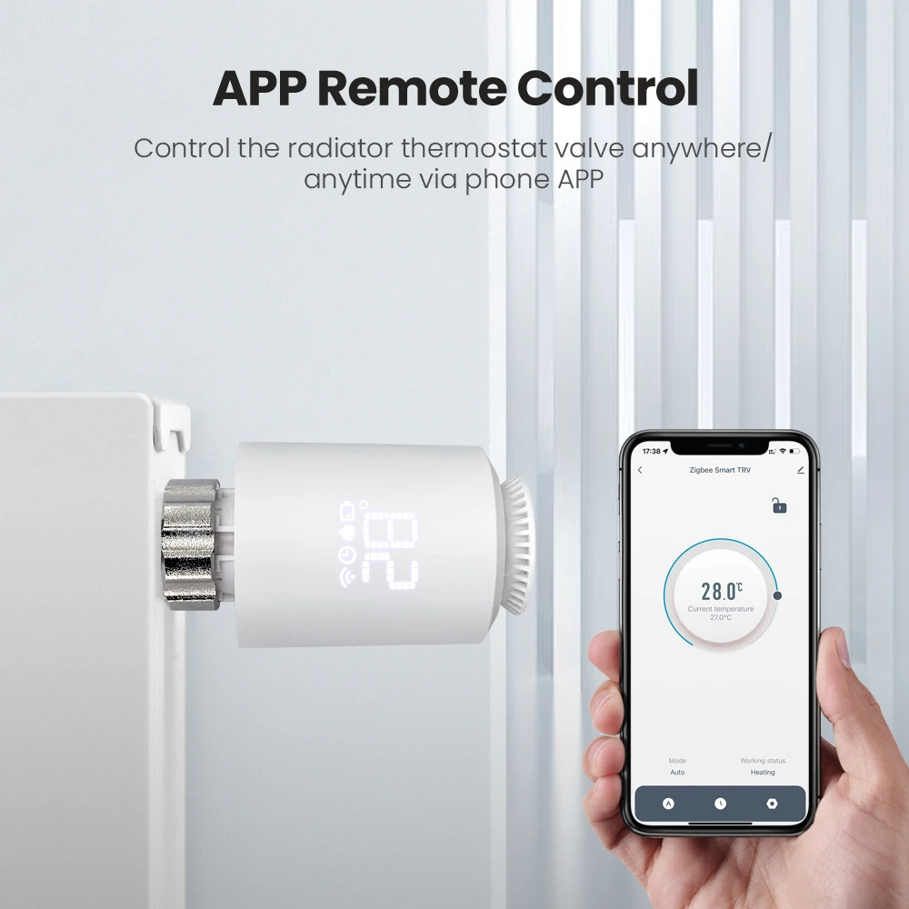 Tuya Zigbee Thermostatic Head Radiator Valve Smart Thermostatic Valve Smart Life APP Remote Controller Working Google Home Alice