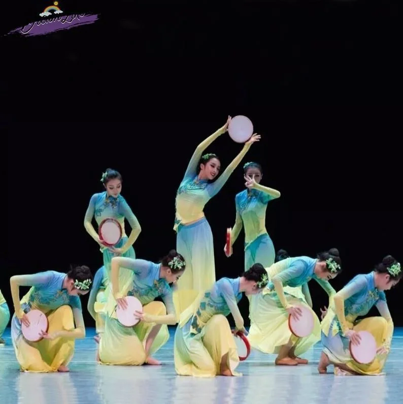 

Classical Dance Performance Costumes Women's Group Dance Fan Dance Qinghe Yangge Clothing Yanshi Yangge Ethnic Stage Outfits