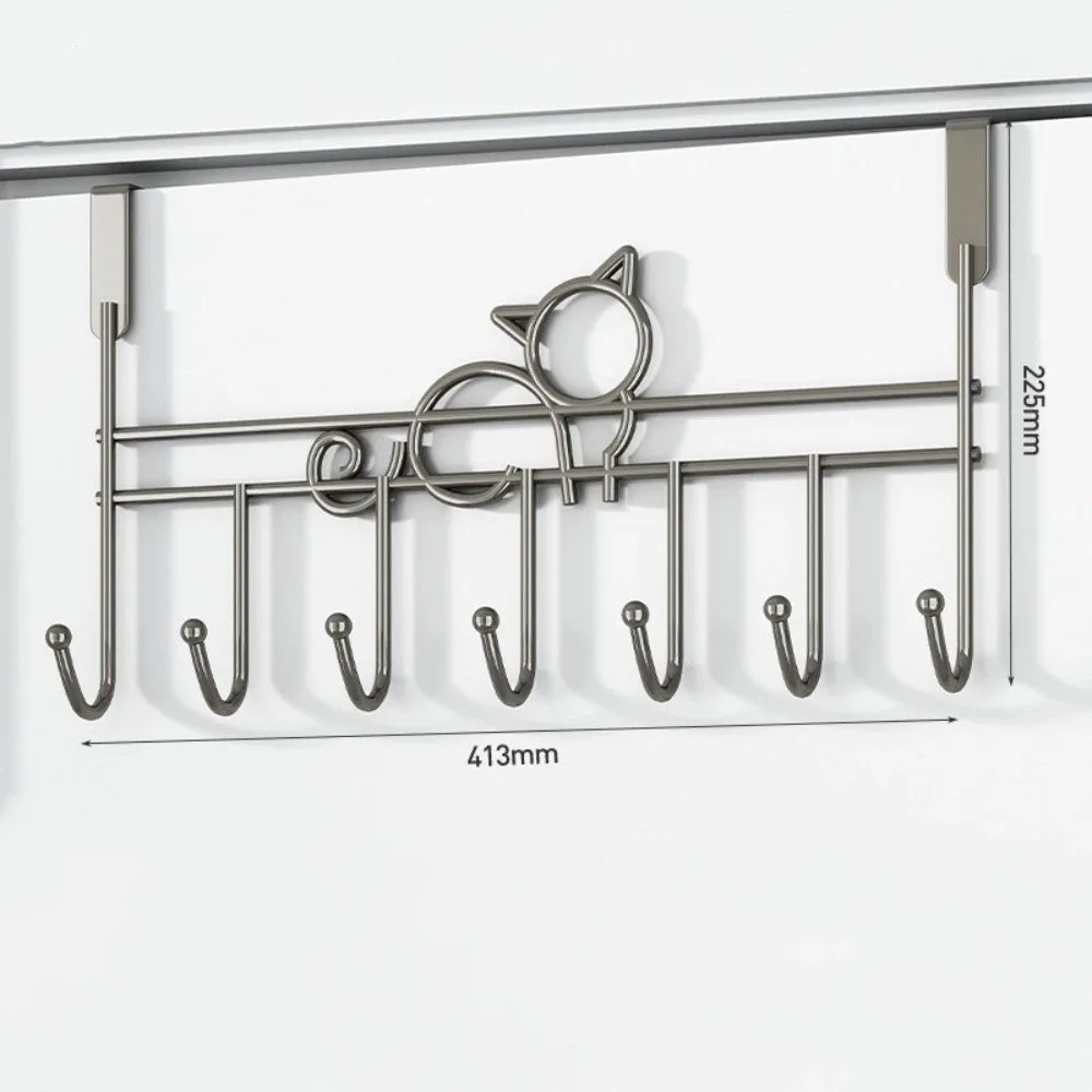 7 Hooks Over Door Hooks Space Saving Multifunction Door Storage Hook Universal Household Good Load-Bearing Hanging Storage Rack