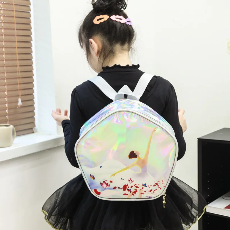 Kids Girls Glitter Laser Ballet Dance Bags Toddler Latin Kindergarten Backpack Fashion Cartoon Children Princess School Backpack