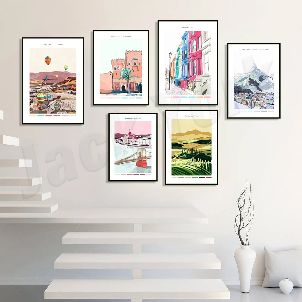 Notting Hill, Turkey, Hungary, France, Italy, Netherlands, Denmark, Spain, Portugal, Switzerland, Morocco, Greece travel poster