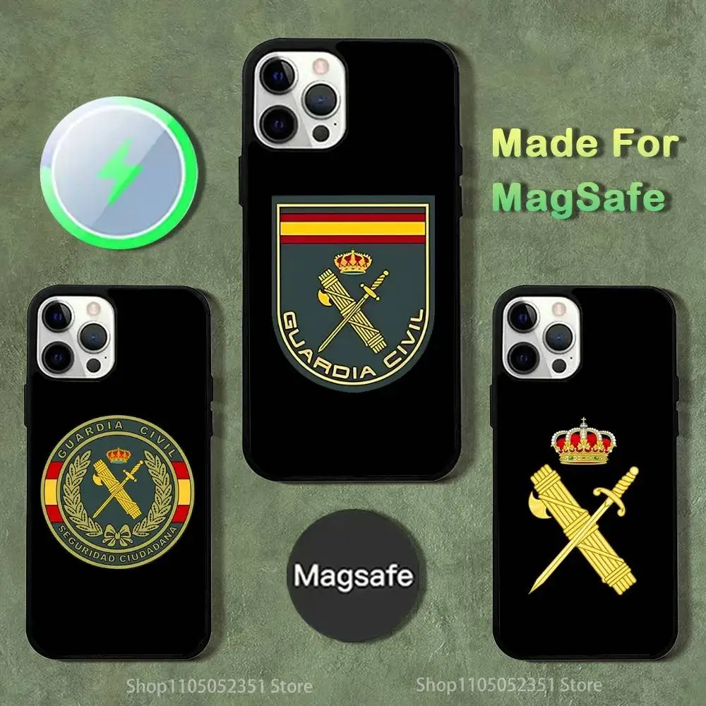 

Phone Case For iPhone 16,15,14,13,12,11,Pro,Max,Plus,Mini,SE4,E Guard Civil Emblem Spanish Magnetic Magsafe Wireless Charging