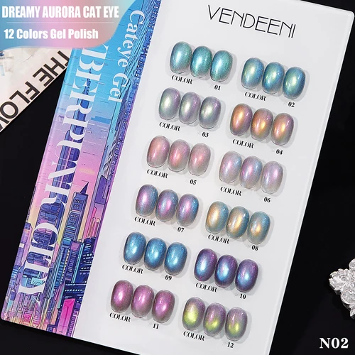 Imagen 1 del producto Vendeeni, 12 colores/juego, esmalte de uñas en Gel de ojo de gato Aurora de ensueño, barniz de Gel LED UV magnético, hilo, laca de Gel de ojo de gato con pantalla