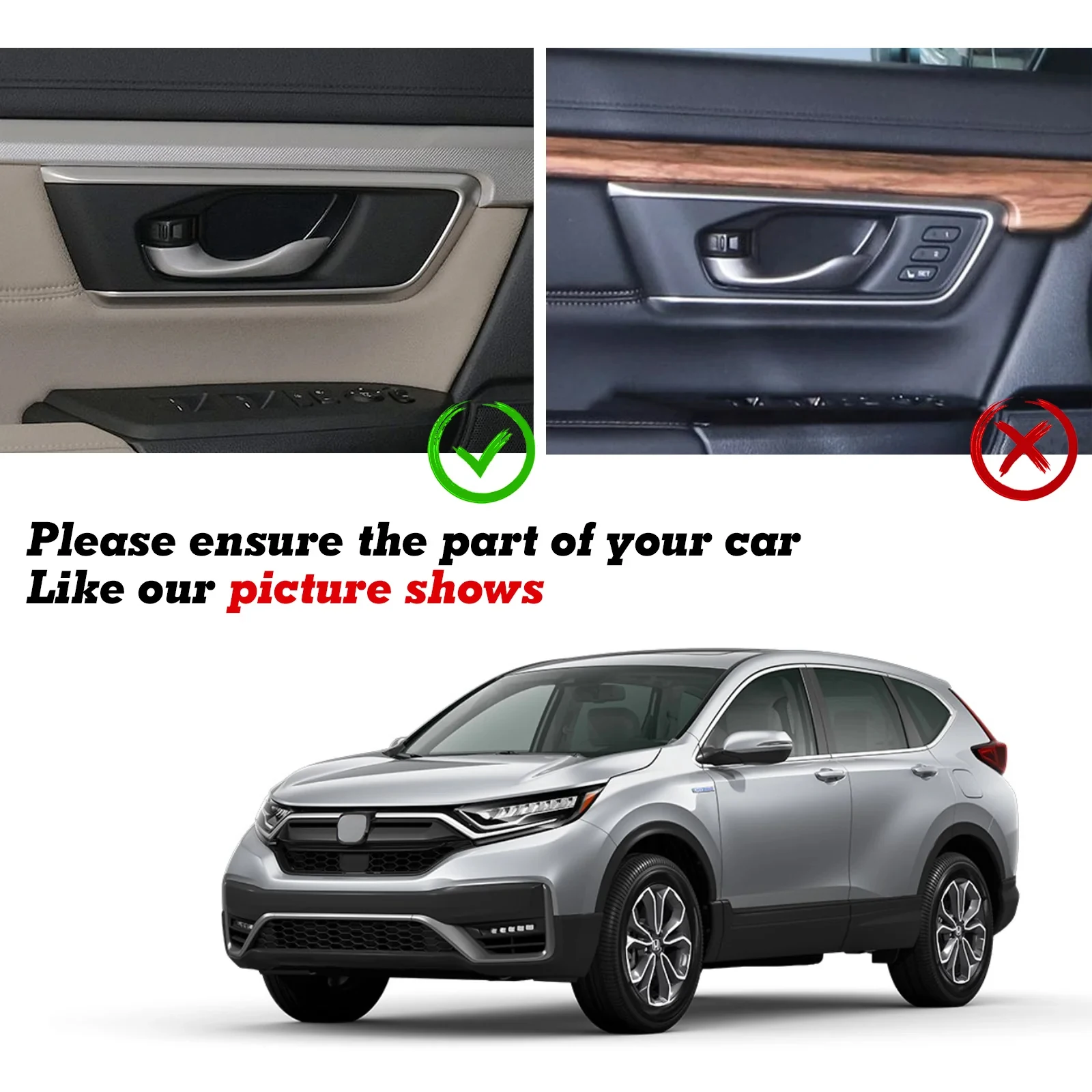 4pcs Peach Wood Grain Interior Door Handle Bowl Panel Cover Frame Decoration Trim For Honda CRV 2017 2018 2019 2020 2021 2022