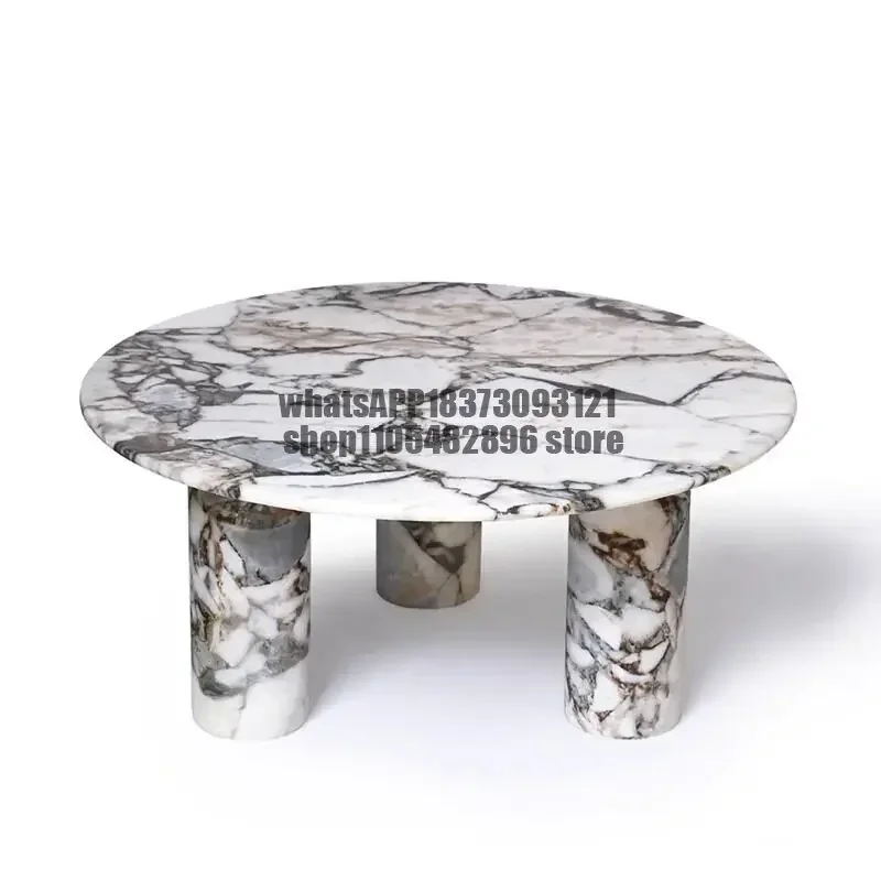 Blue natural marble round coffee table designer light luxury simple modern living room coffee table