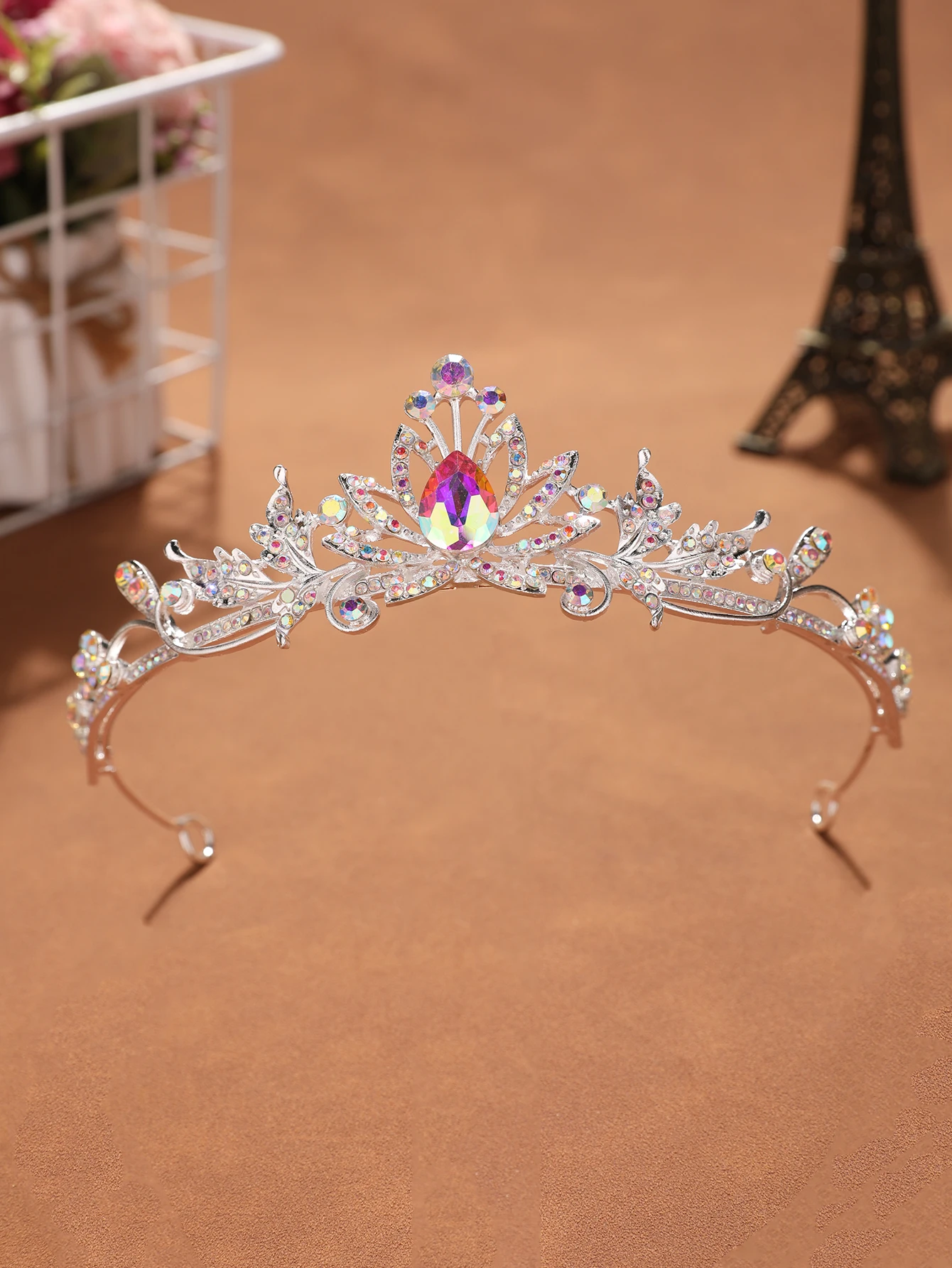 Cross-Border Best-Selling Baroque Red Diamond Tiara, Bridal Wedding Headband, High-End Ruby Crown for Birthday Party Headwear