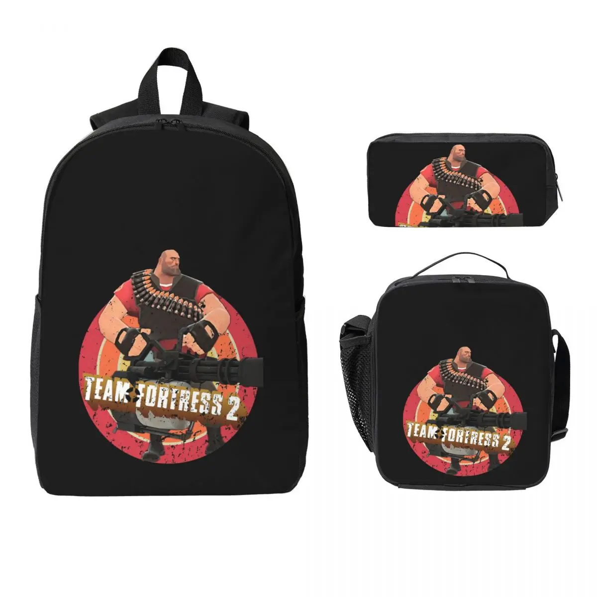 Team Fortress 2 Backpack Student Boys Girls BookBag School Bag Computer Shoulder Bags 3ps Insulated Lunch Bag Pencil Case