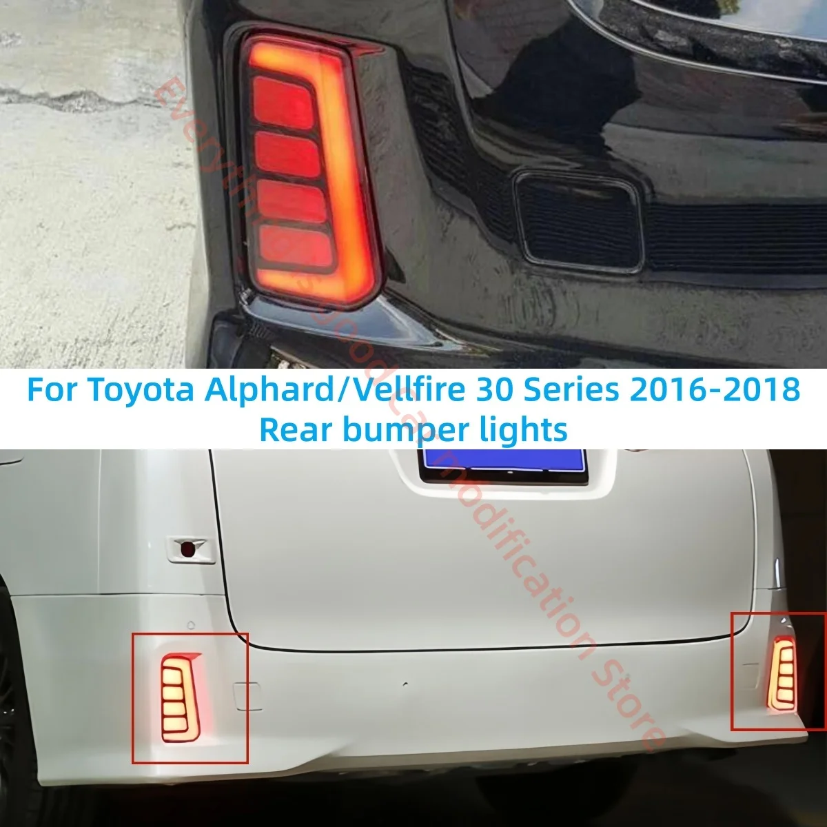 

Для Toyota Alphard/Vellfire 30 серии 2016-2018: задний бамперный фонарь, модифицированный стоп-сигнал, указатель поворота, задний габаритный фонарь, автозапчасти