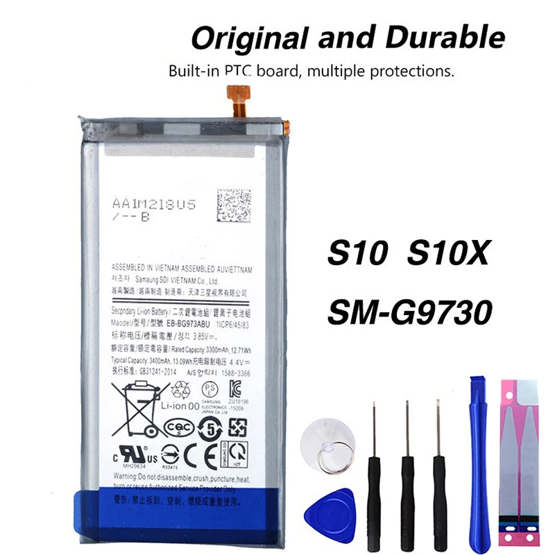 Original EB-BG973ABU Phone Battery For Samsung GALAXY S10 Galaxy S10 X S10X SM-G9730 G9730 3400mAh