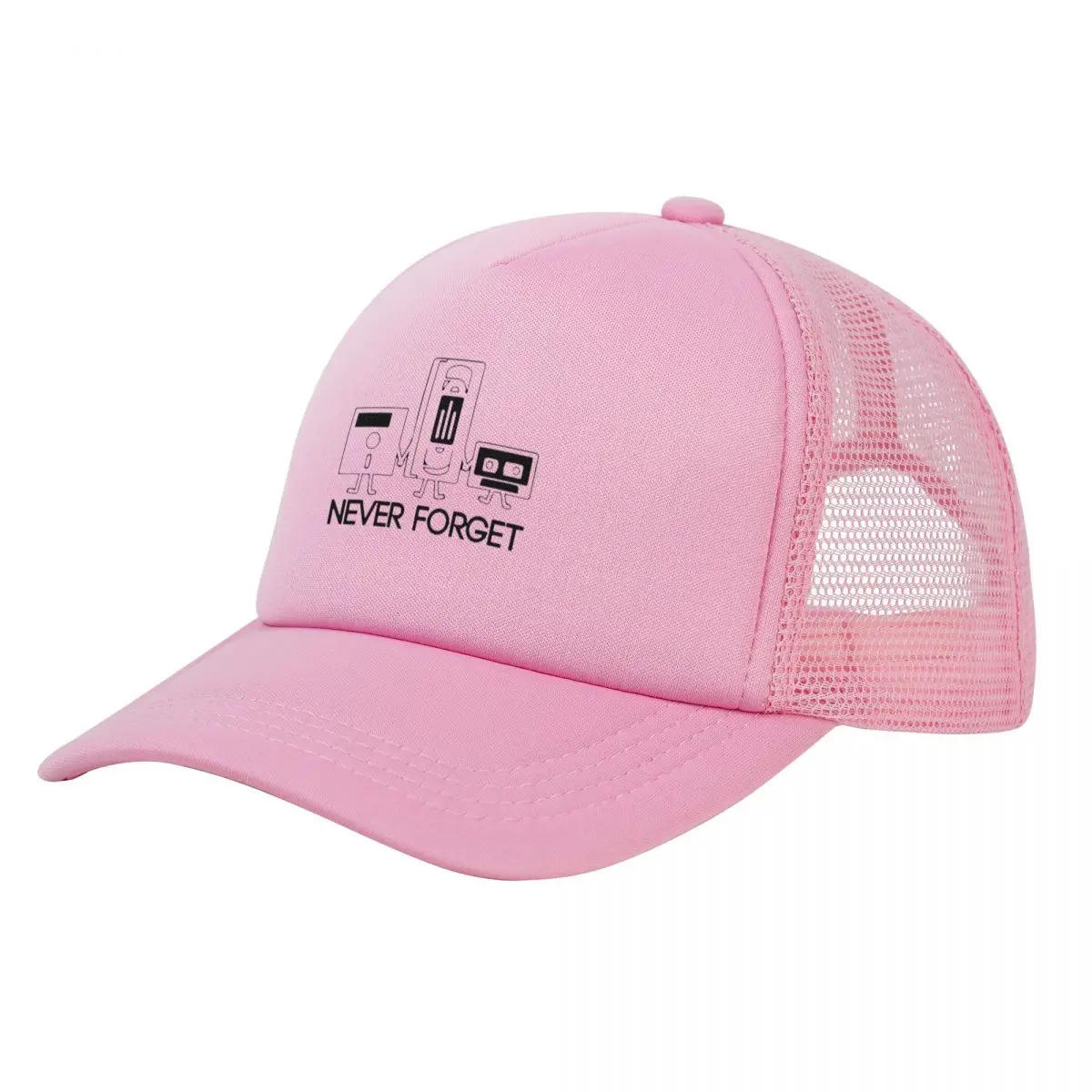 Never Forget Floppy Disc VHS Cassette Tech Geek Baseball Cap Vintage Baseball Mesh Trucker Cap Hat