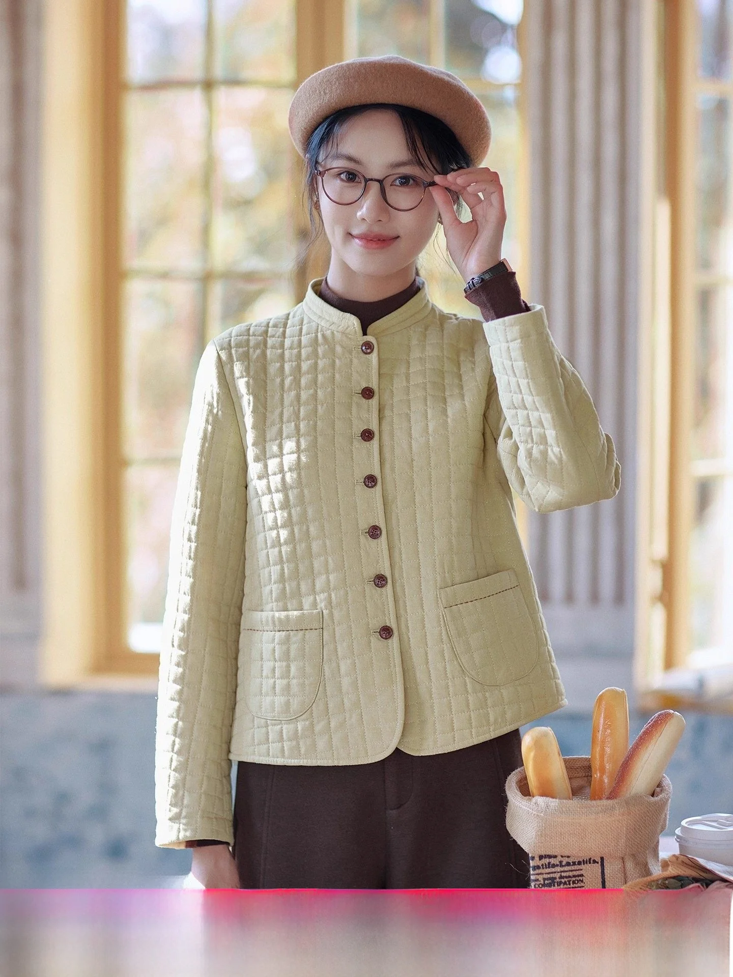 

Модный желтый хлопковый жакет для женщин, повседневный дизайн, новинка зимы, удобный свободный крой, круглый вырез, топ с длинными рукавами