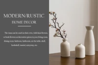 Set of 3 Ceramic Vase, Flower Vases For Rustic Home Decor, 8