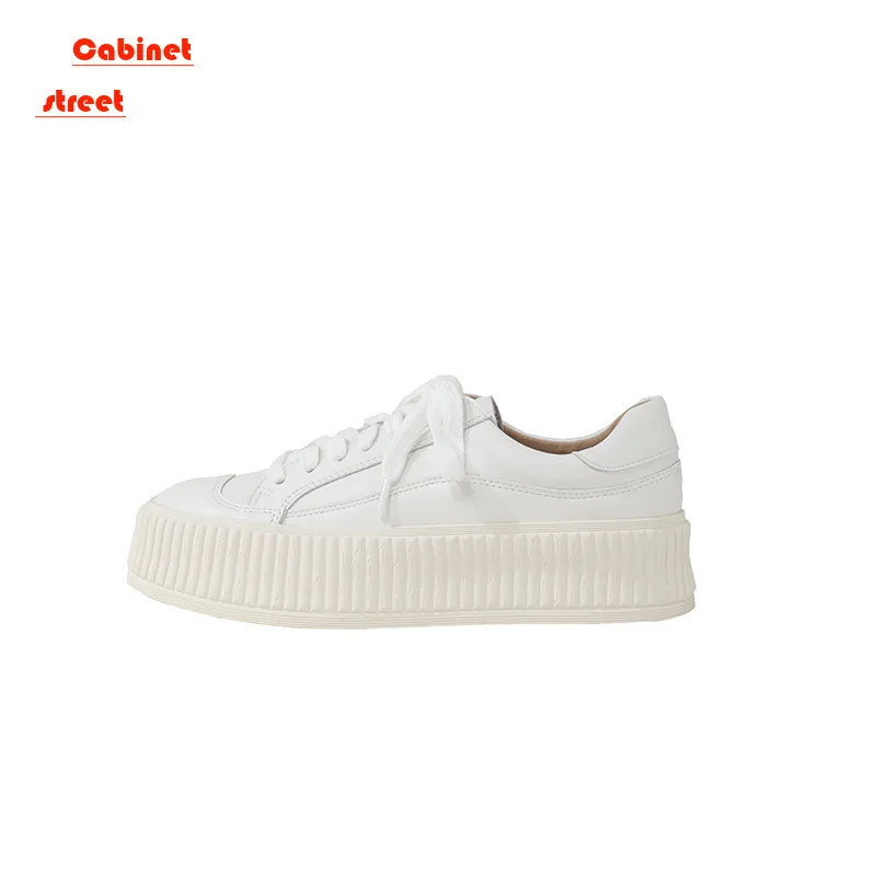 

Little White Flat Shoes Women 2024 New Cookie Shoes Women with Students Thick Sole Small Casual Shoes Platform Board Shoes Women