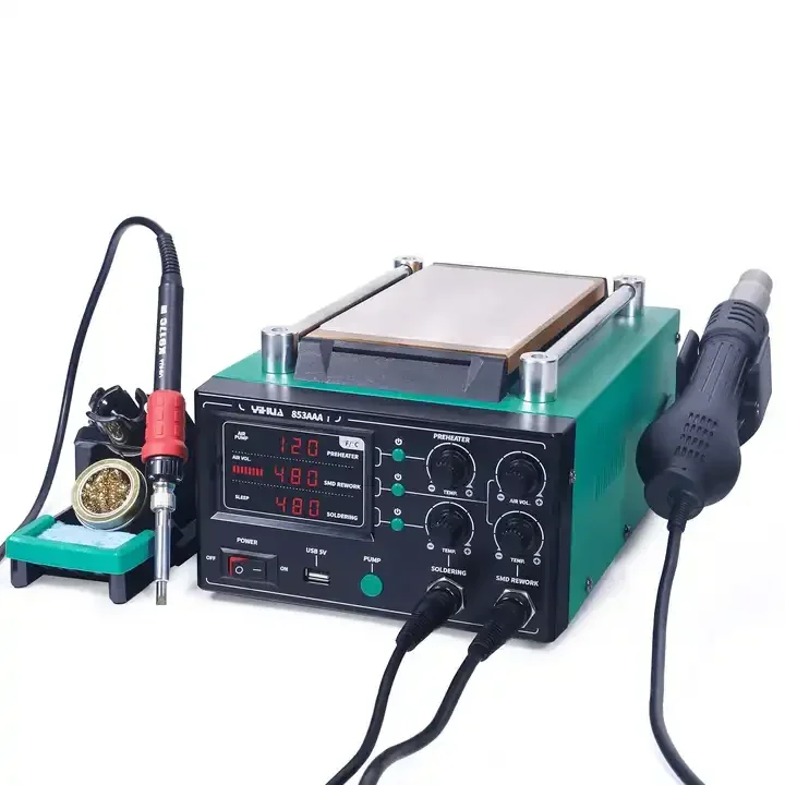 YIHUA 853AAA-I basic version 3 in 1 digital SMD soldering desoldering hot air gun preheat BGA rework soldering station