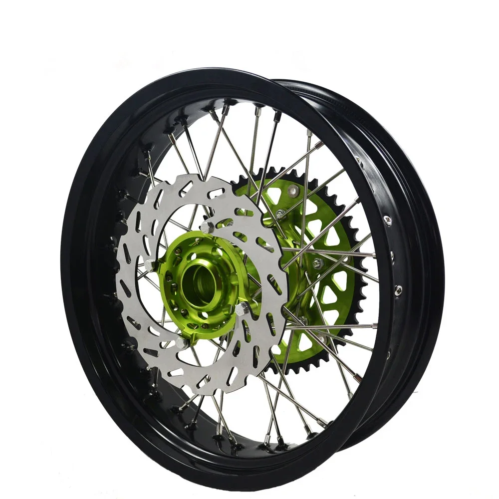 Motorcycle Spare Parts 17 Inch KX250F KX450F Supermotard Wheels Spoked Rim Supermoto Wheel Set