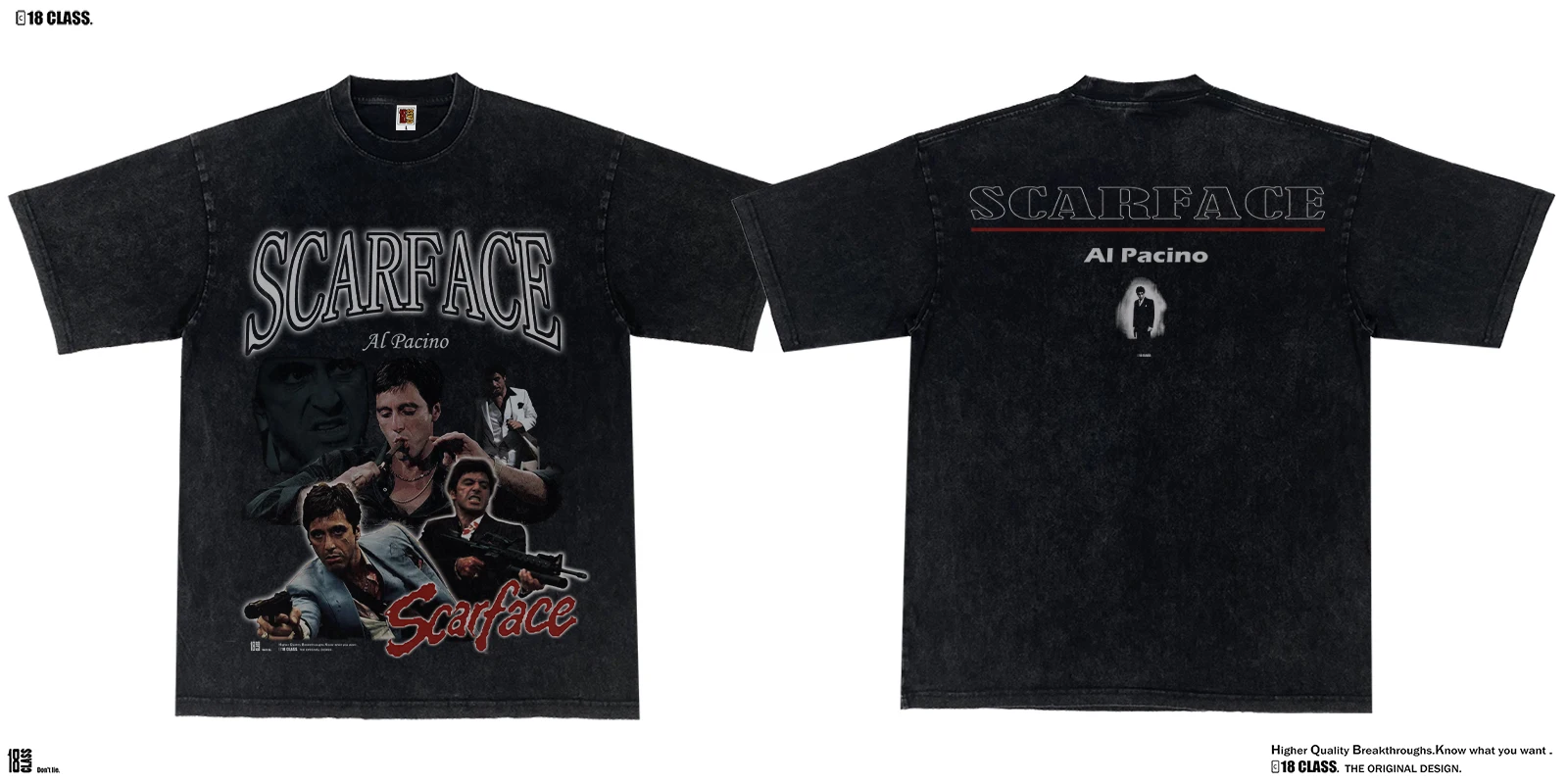 

Футболка с короткими рукавами «Лицо со шрамом» со звездами Аль Пачино, американская уличная ретро-стирка, тяжелая футболка с короткими рукавами