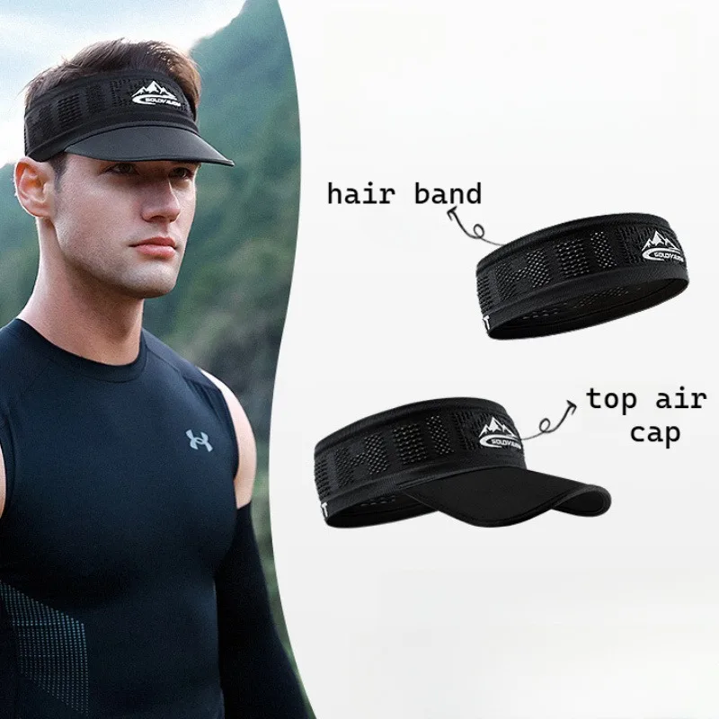 

Летняя спортивная повязка на голову из 2 предметов для мужчин и женщин, бег на открытом воздухе, фитнес, поглощающая пот повязка на голову, пустая верхняя солнцезащитная шапка