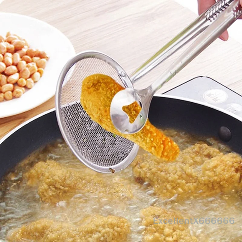 

Filter Spoon with Clip Stainless Steel Colander Oil-Frying Filter Fried