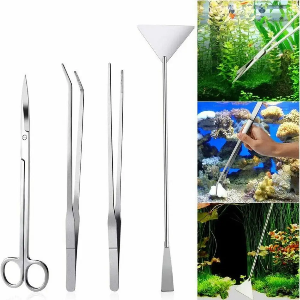 With Storage Bag Aquatic Plant Trim Tool Aquarium Tools Kit Tweezers Scissors Cleaning Tools Plants Wave Scissors