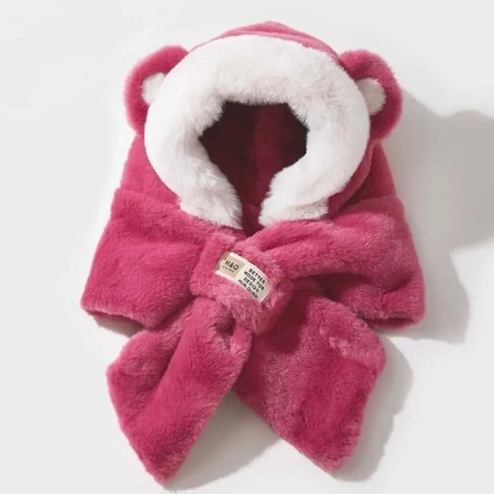 Lei Feng Hat Winter Earmuffs Cute Fluffy Neck Warmer Hats Glove Sets Thickened Children's Scarf Bear Hat Cold Weather