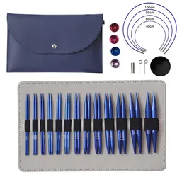 13 Pairs Aluminium Circular Crochet Handmade Crafts Knitting Needles Removable Comfortable Grip for Sewing Weave Tool Gift