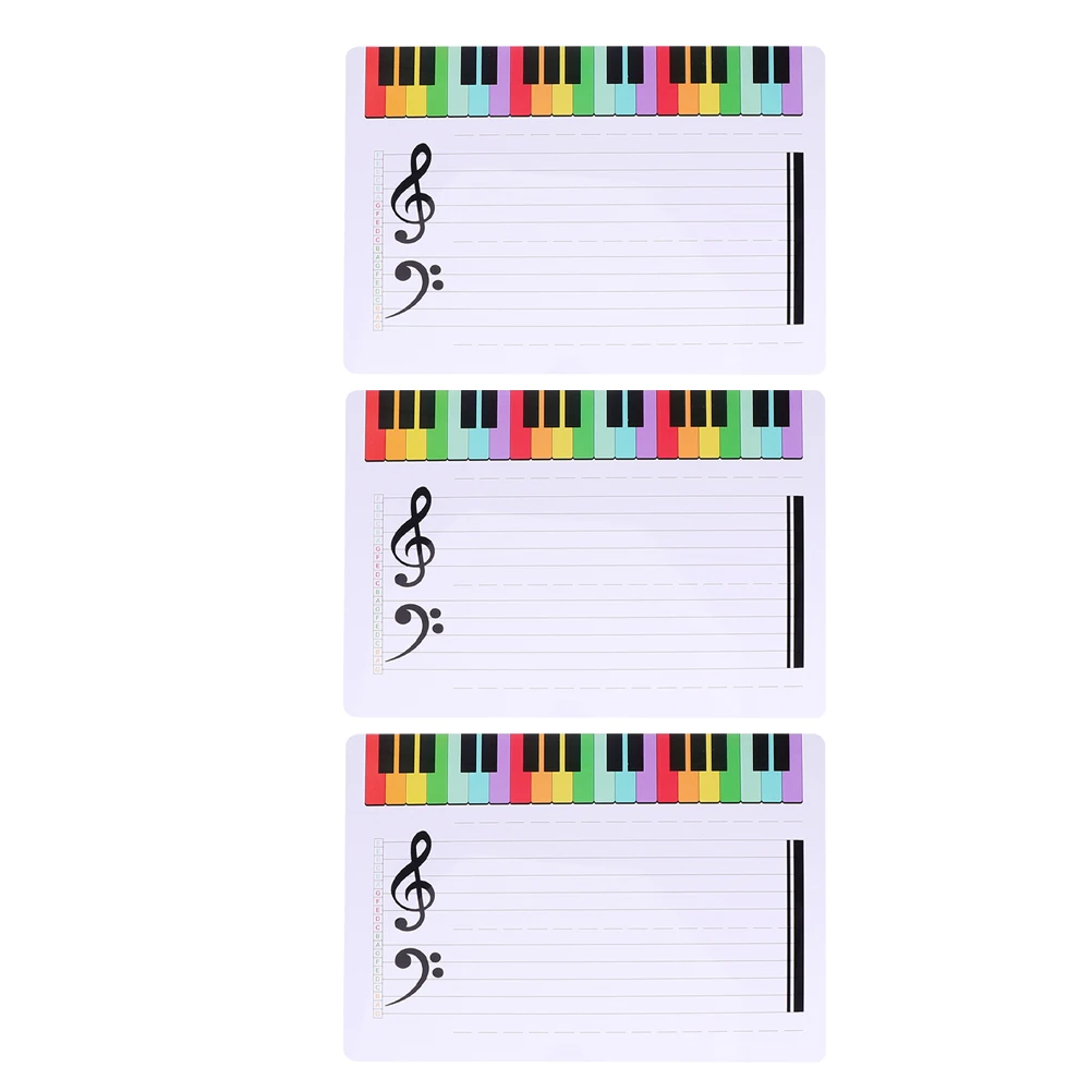3pcs Music Staff Whiteboard Reusable Erasable Plastic Tool Lightweight Note Writing Music Teaching Boards Erasable Note
