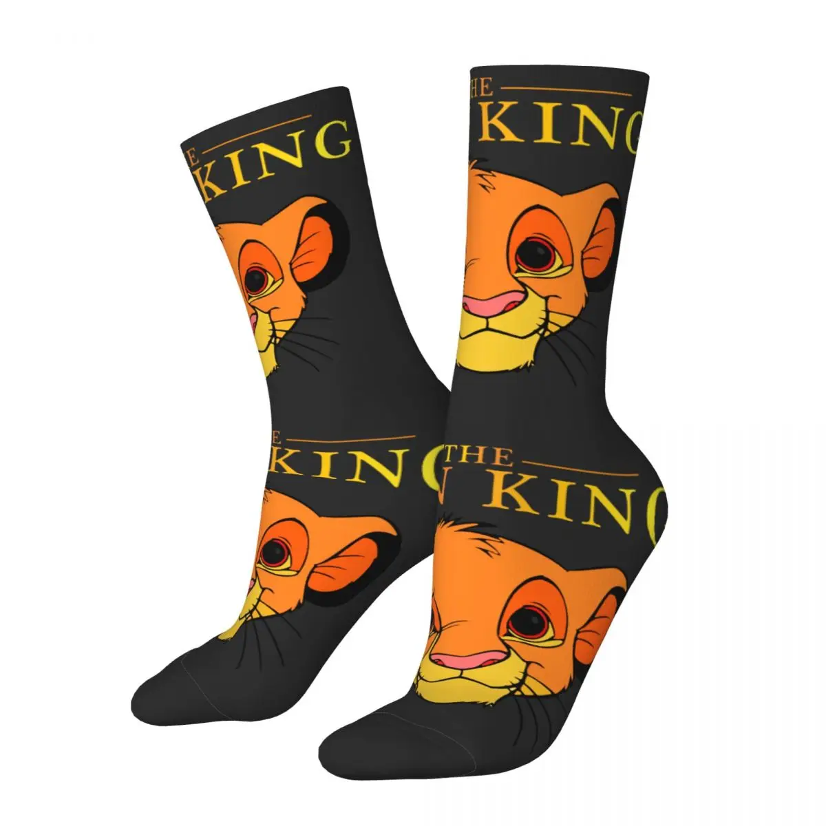 Meias Simba Head Compression masculinas, unissex, O Rei Leão, Film Street Style, sem costura impressa, Crew Sock, clássico, unissex