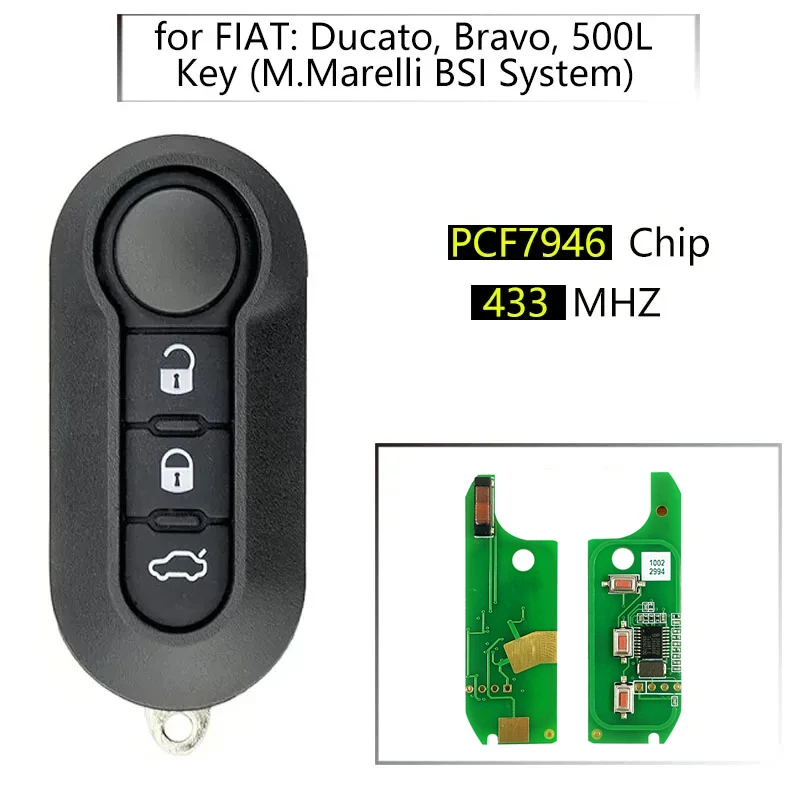 

CN017002 For FIAT Ducato Bravo 500L Key M.Marelli BSI System Remote Key With PCF7946 ID46 chip 433MHZ SIP22