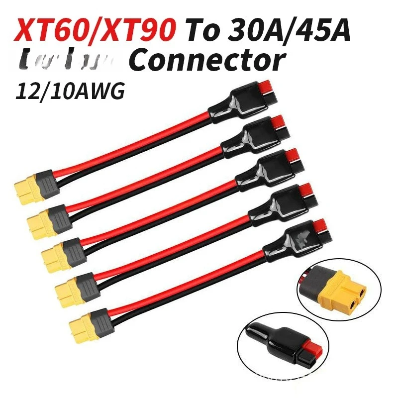 

XT60/XT90 to 30A/45A Connector Adapter Wire 12/10AWG High Current Pure Copper Charging Cable XT60H to 30A Connection Line