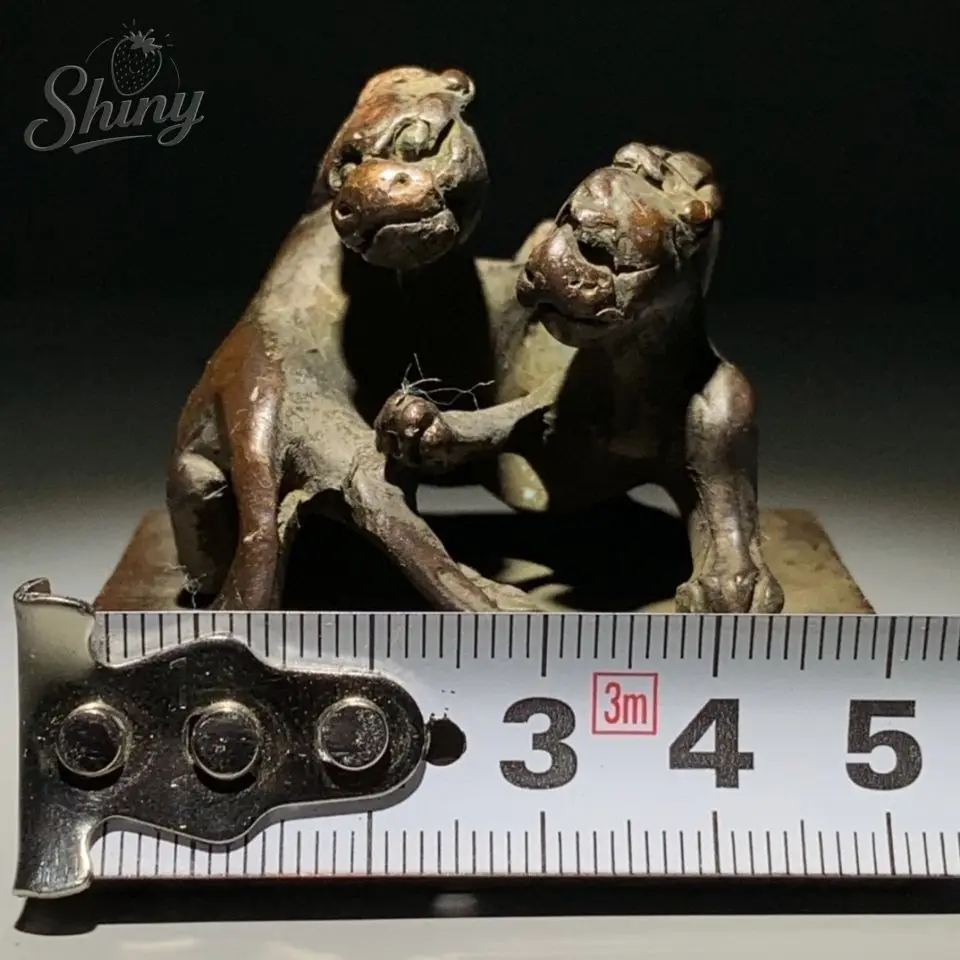 Antique Double Pixiu Seal Solid Brass Square Seal  Living Room Decoration