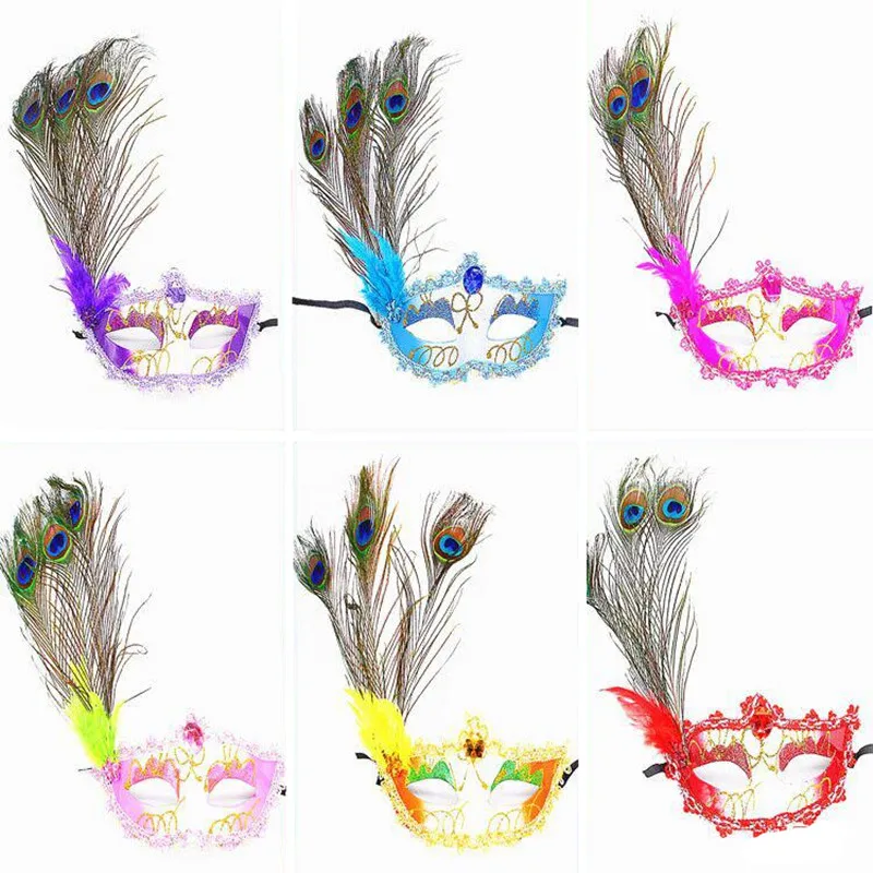 

Красочная маска с павлиньими перьями для женщин и девочек, венецианская принцесса, бал на половину лица, маскарад, Марди Гра, день рождения, карнавал