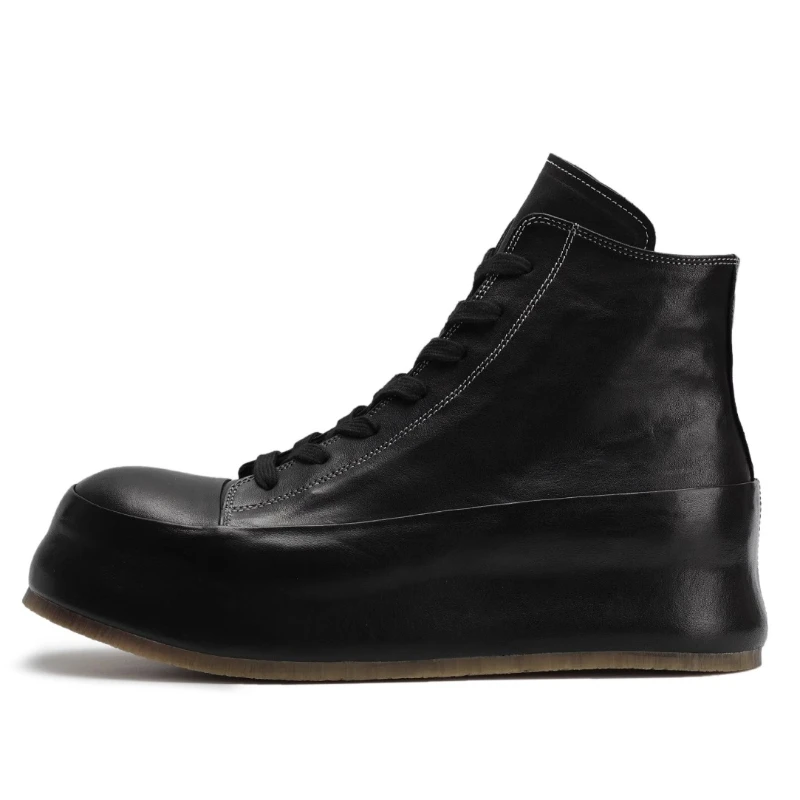 British Retro Washed Horse Leather High-top Boots Shoes Men's Womens Comfortable Breathable Horsehide Couple Casual Oxford Shoes
