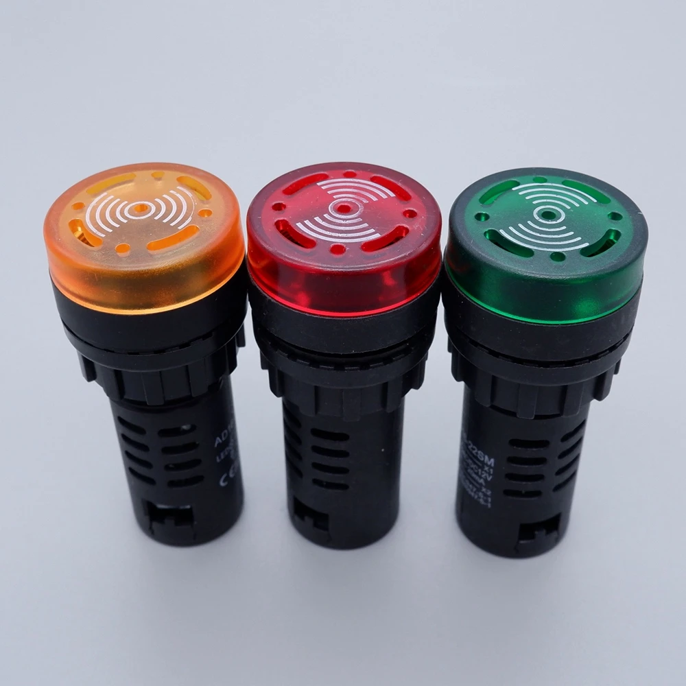 22mm Strobe Buzzer Alarm Indicator Light Sound Yellow Red Green Intermittent Sound Warning Flashing Signal Light 12V 24V 220V