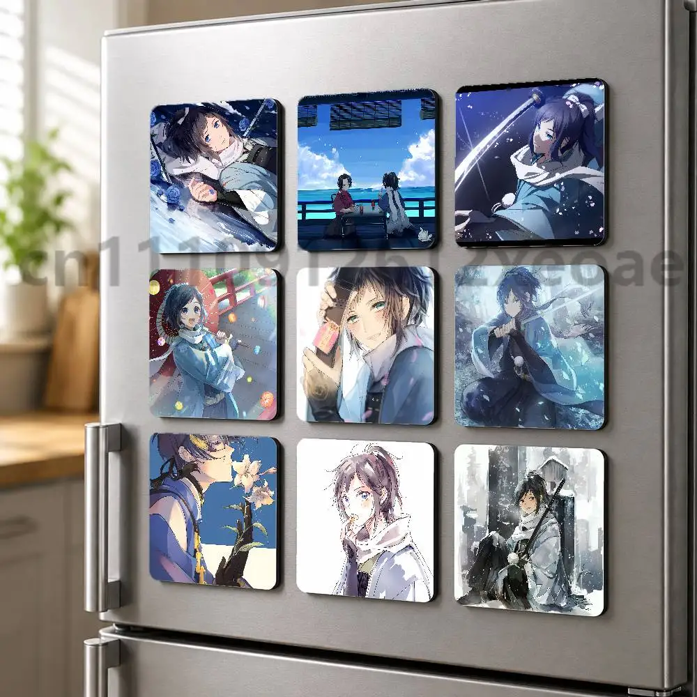 Touken Ranbu Yamatonokami Yasusada Creative Square Fridge Magnet Cartoon PVC Refrigerator Decor Gift for Home Office