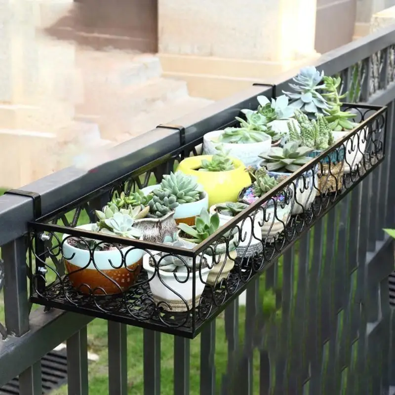 Stand Storage Rack Hanging Deck Flower Pot Rack with Hook Shelf C5AD