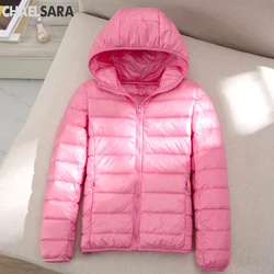 Ultra Light White Duck Down Jacket for Women, Warm Coat for Lady, Female Hooded Parka, Plus Size, 7XL, Autumn and Winter 2024