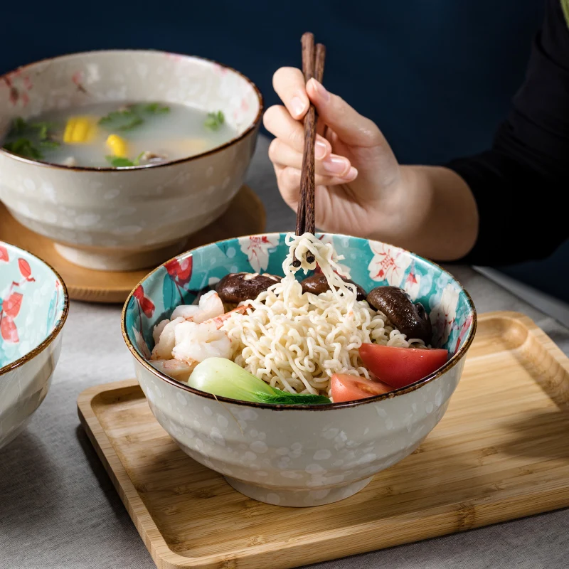 

Bowl and Dish Set Household Bowl Creative Personalized Rice Bowl Soup Bowl Instant Noodle Bowl Ceramic Tableware Large Bowl