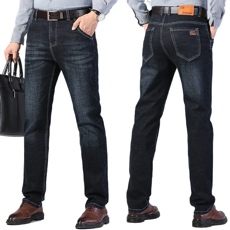 

2025 четырехсезонные мужские классические джинсы, прямые свободные модные деловые брюки, повседневные брюки для мытья полов, удобные хлопковые джинсы