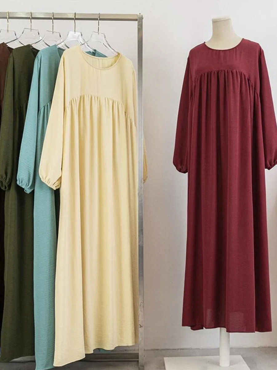 

Muslim Women Dubai Abaya luxury kebaya Solid Color Long Dress Modest Ramadan Robe kaftan Femme musulmane african Islam Clothing