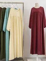 Abaya de luxe pour femmes musulmanes, robe longue unie, tenue modeste pour le Ramadan, Kaftan Femme Musulmane, vêtements islamiques africains 1