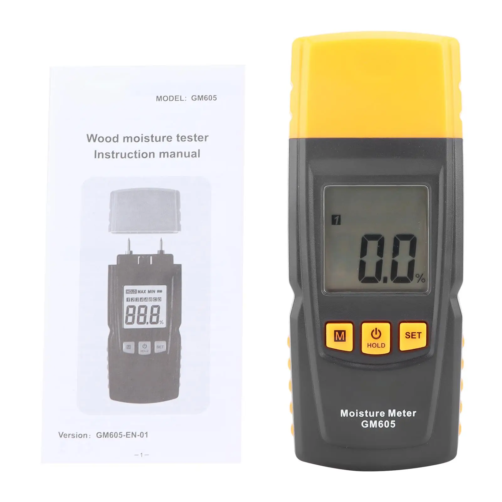 GM605 Portable Wood Moisture Meter - Needle-Type LCD Backlight Water Content Tester for Accurate PH & Moisture Readings